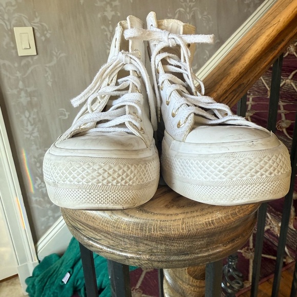 Converse Chuck Taylor All-Star ladies platform high tops white good condition  7 - Picture 6 of 7